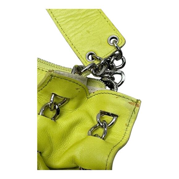 Sondra Roberts Squared Ruched Lime Green Clutch Chain Strap Bag - Picture 13 of 15